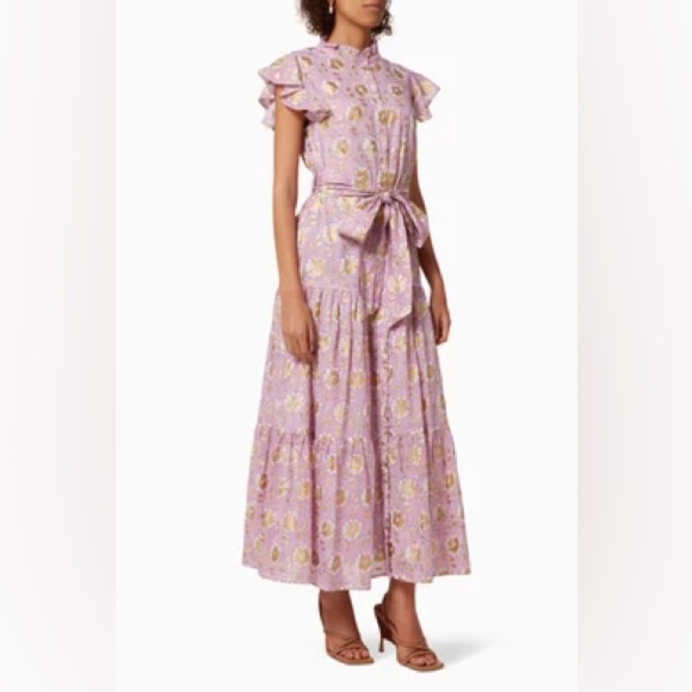 Oliphant flutter sleeve cotton maxi dress